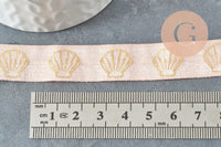 Ruban élastique rose clair or coquillage 16mm, 1/5/10 Mètres G2071
