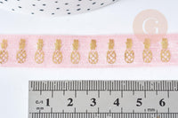 EP- Ruban élastique rose doré ananas EFJF 16mm,1/5/10 Mètres G8307