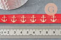 Ruban élastique rouge ancre or EFJF 16mm,1 mètre-G2162