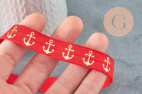 Ruban élastique rouge ancre or EFJF 16mm,1 mètre-G2162