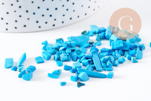 Sable chips pierre howlite turquoise 3~5mm non percé, x20gr (G0259)