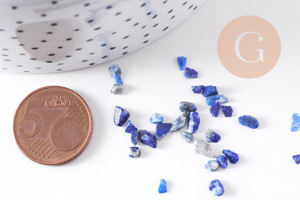 Sable chips pierre lapis lazulis bleu naturel 3~5mm non percé, x20gr (G0230)