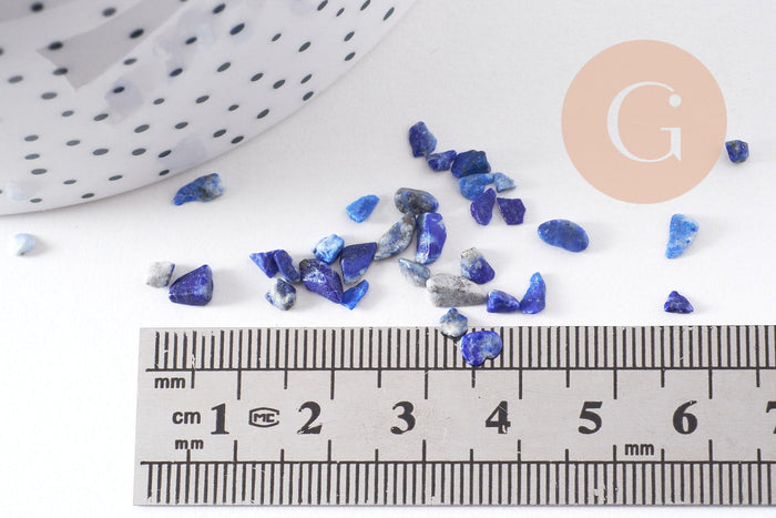 Sable chips pierre lapis lazulis bleu naturel 3~5mm non percé, x20gr (G0230)