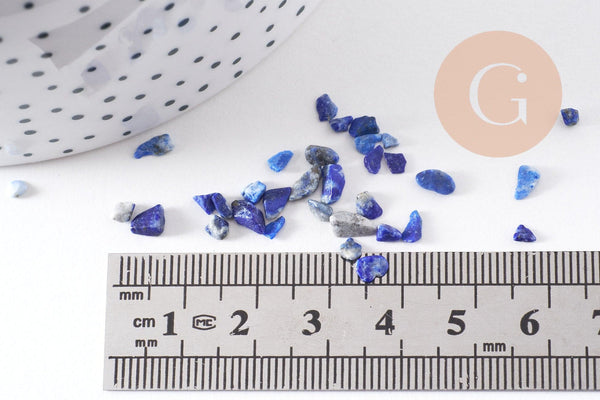 Sable chips pierre lapis lazulis bleu naturel 3~5mm non percé, x20gr (G0230)