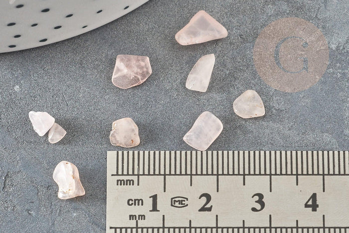 Sable chips pierre quartz rose naturel 5-10.5mm non percé, x20gr (G0241)