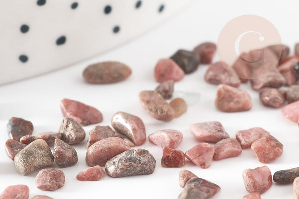 Sable chips pierre rhodonite naturelle 2-8mm non percé, x20gr x50gr (G2811)