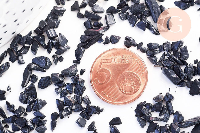 Sable chips pierre tourmaline noire 2-12mm non percé, x20gr (G5786)