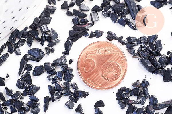 Sable chips pierre tourmaline noire 2-12mm non percé, x20gr (G5786)