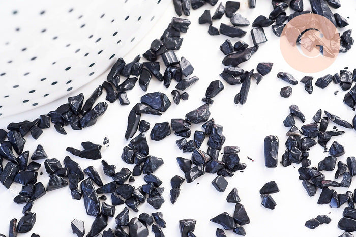 Sable chips pierre tourmaline noire 2-12mm non percé, x20gr (G5786)