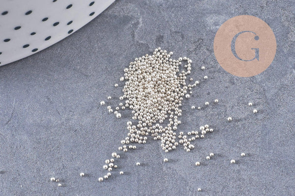 Sable chips verre blanc argent chips mineral 0.6mm non percé, x10gr (G1462)