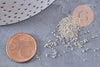 Sable chips verre blanc argent chips mineral 0.6mm non percé, x10gr (G1462)