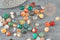 Sable pierre agate naturelle multicolore brute roulée 4~10mm non percé, x20gr (G1528)