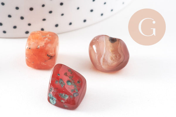 Sable pierre agate rouge naturelle brute roulée 10-16mm, x20gr (G5179)