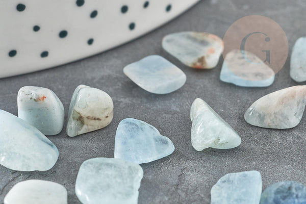 Sable pierre aigue-marine naturelle brute roulée 5-22mm non percé, x20gr (G0398)