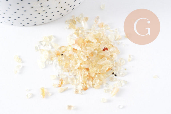 Sable pierre chips citrine jaune naturelle chauffée 3mm non percé, x20gr (G0248)