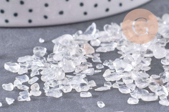 Sable pierre chips quartz cristal naturel 2~8mm non percé, x20gr (G0226)