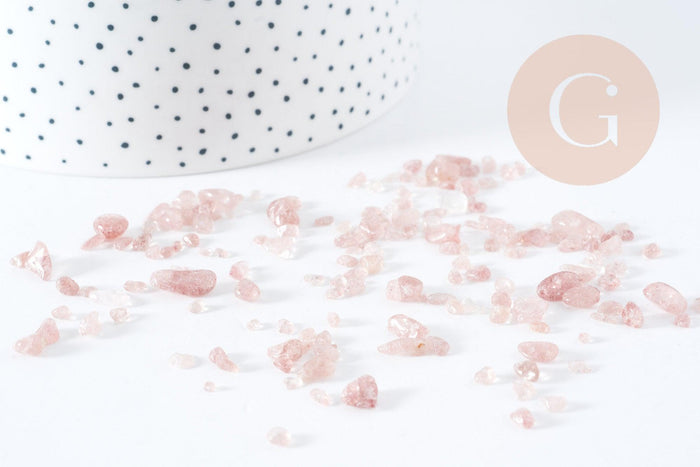 Sable pierre chips quartz fraise naturel 2-15mm non percé, x20gr (G0401)