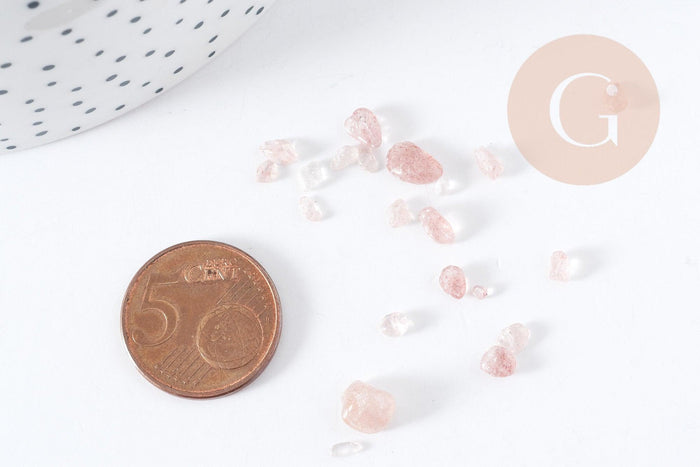 Sable pierre chips quartz fraise naturel 2-15mm non percé, x20gr (G0401)