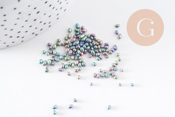 Sable verre gris irisé chips mineral 1~4mm non percé, x10gr (G1116)