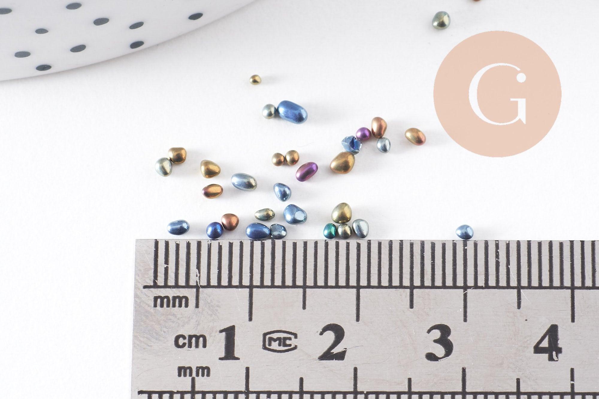 Sable verre multicolore irisé chips mineral 1-4mm non percé, x10gr (G1936)