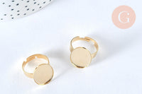 Support bague réglable support cabochon ovale 18x13mm acier doré x1 (G6801)