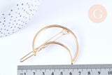 Support barrette Lune clip métal doré 53mm, x1 (G6600)