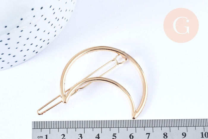 Support barrette Lune clip métal doré 53mm, x1 (G6600)