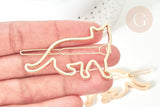 Support barrette chat clip métal doré 55mm, x1 (G7739)