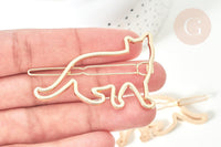 Support barrette chat clip métal doré 55mm, x1 (G7739)