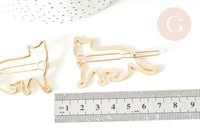 Support barrette chat clip métal doré 55mm, x1 (G7739)