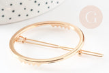 Support barrette clip métal doré ronde 47mm, X1 (G4719)