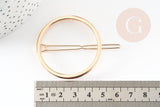 Support barrette clip métal doré ronde 47mm, X1 (G4719)