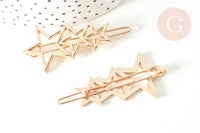Support barrette étoiles clip zamac doré sans plateau 48mm, x1 (G7738)