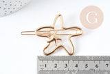 Support barrette étoiles clip zamac doré 48x41mm, x1 (G9097)