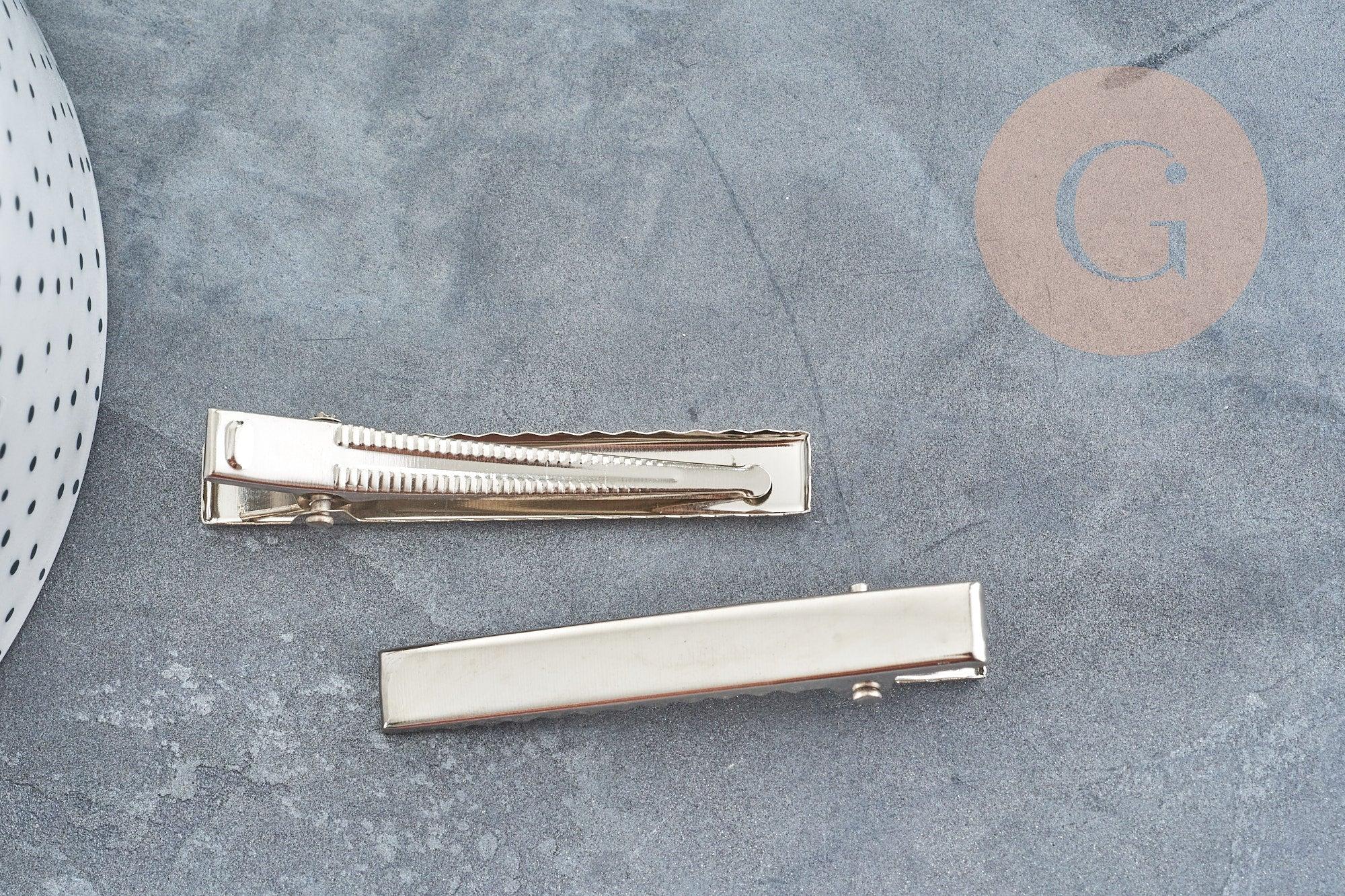 Support barrette pince crocodile fer platine 57mm, x2 (G4983)