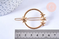 Support barrette ronde étoile clip métal doré sans plateau 50mm,x1 (G6673)