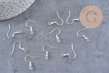 Support boucle crochet acier 304 inoxydable argent 925 22mm, x10 (G10863)