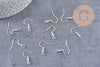 Support boucle crochet acier 304 inoxydable argent 925 22mm, x10 (G10863)