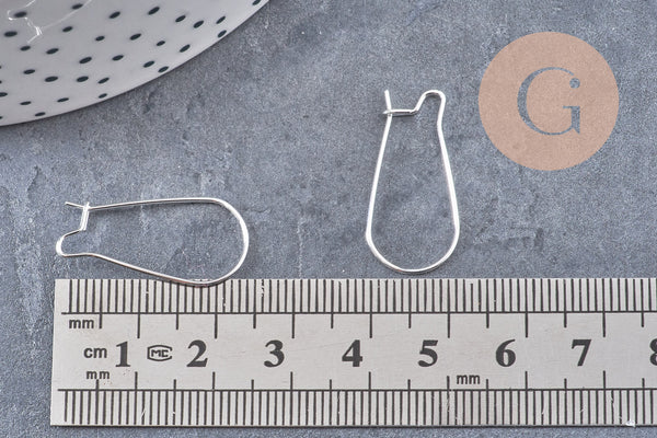 Support boucle crochet acier 304 inoxydable argenté 25mm, x10 (G10902)