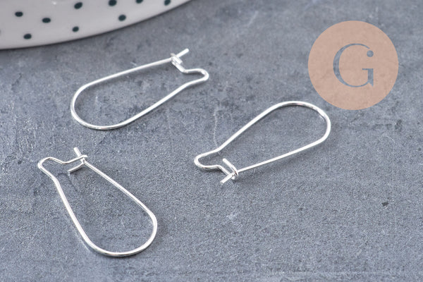 Support boucle crochet acier 304 inoxydable argenté 25mm, x10 (G10902)