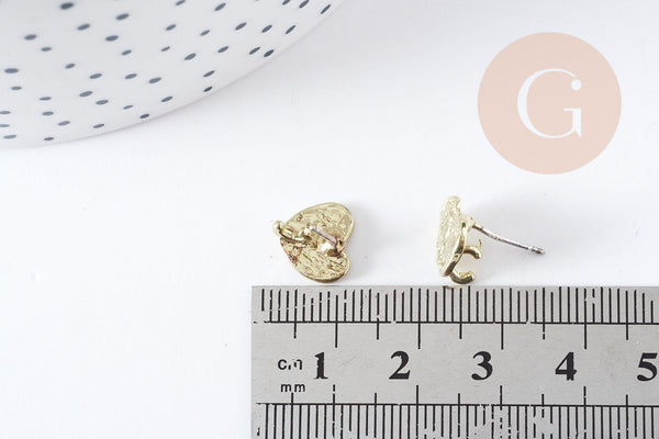 Support boucles cœur puces zamac doré 10mm la paire (G8888)