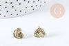 Support boucles cœur puces zamac doré 10mm la paire (G8888)