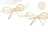 Support de barrette clip noeud en fer doré 59mm, x1 (G7740)
