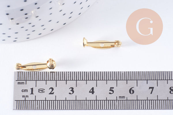 Support de broche en laiton doré 18K 20mm, x2 (G10703)