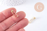 Support de broche en laiton doré 18K 20mm, x2 (G10703)