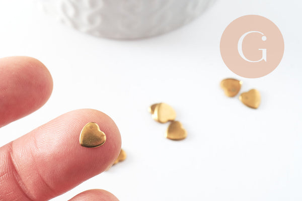 Support de cabochon coeur laiton brut 6x6mm, x50 (3g) (G2239)