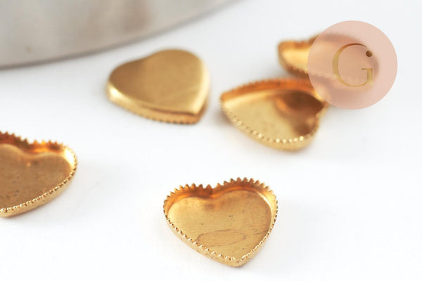 Support de cabochon coeur laiton brut 8x8mm, x50 (5.8g) (G2235)