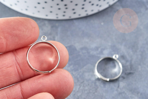Supports bague reglable laiton couleur acier 17mm avec anneau, x4 (G8614)