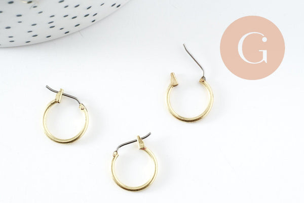 Supports boucle créole laiton brut 14mm, x2 (G1846)