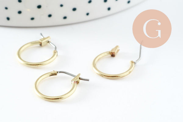 Supports boucle créole laiton brut 14mm, x2 (G1846)